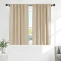 PONY DANCE Window Curtains Drapes - Energy Saving Back Tab/Rod Pocket Room Darkening Thermal Curtain Draperies Heavy-Duty for Kitchen, 52 by 54 inch, Biscotti Beige, Double Panels