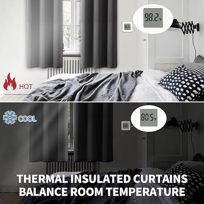 BGment Blackout Curtains - Grommet Thermal Insulated Room Darkening Bedroom and Living Room Curtain, Set of 2 Panels (42 x 72 Inch, Dark Grey)