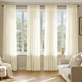 MIULEE Light Cream Sheer Curtains 84 Inches Long, 4 Panels Set, Light Filtering Rod Pocket Voile Drapes for Living Room and Bedroom, Airy Soft Fabric Window Treatments, 42 x 84 Inches