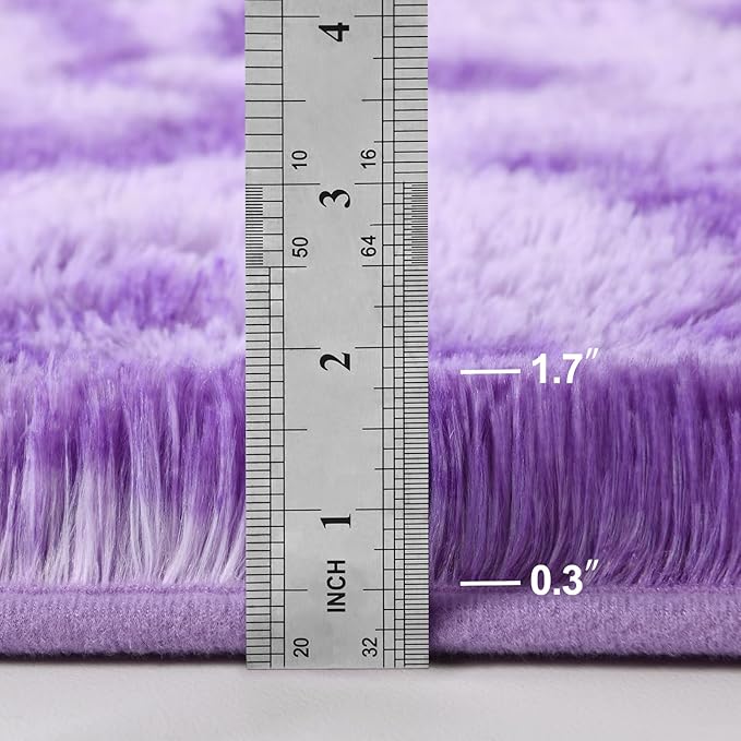 Deerhoo Large Shag Area Rugs 8 x 10, Tie-Dyed Plush Fuzzy Rugs for Living Room, Ultra Soft Fluffy Furry Rug for Bedroom, Indoor Carpet Nursery Rugs for Kids Room Home Decor, Purple