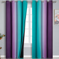 Estelar Textiler Teal and Purple Blackout Curtains for Bedroom, Thermal Insulated Drapes 108 Inches Long, Full Light Blocking Energy Saving Long Curtains for Living Room, 52Wx108L, 2 Panels