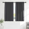 PONY DANCE Blackout Window Curtains - Short Gray Thermal Insulated Drapes Back Tab/Rod Pocket Room Darkening Panels Energy Saving for Bedroom/Bathroom, 42 W x 54 L, Grey, 1 Pair