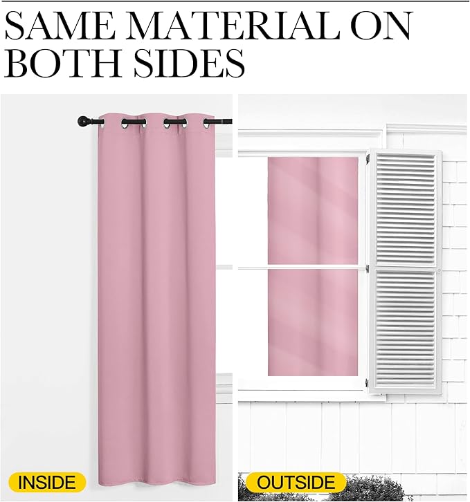 NICETOWN Crystal Pink Blackout Curtains Grommet - Home Decorations Thermal Insulated Solid Grommet Top Blackout Living Room Panels/Drapes for Gift (1 Pair, 55 x 86 inches)