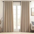 Topfinel Blackout Large Curtains for Living Room 108 Inch Long,Full Light Blocking Linen Blend Curtains with Hooks,Pinch Pleat Look Drapes for Office Bedroom Apartment,2 Panels,Taupe Tan