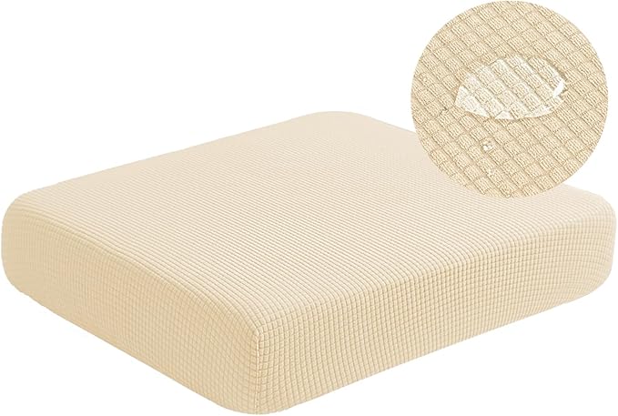 Water Repellent Sofa Cushion Slipcovers, Stretch Spandex 3 Seats Sette Cushion Protector Slipcovers Couch Covers for Loveseat Cushion Couch (Large, Ivory)