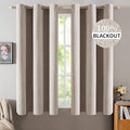 MIULEE Linen Blackout Curtains and Drapes 100% Room Darkening Thermal Insulated Grommet Window Panels with Coating 2 PCs W 42 x L 63 inches Khaki