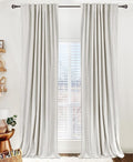 100% Blackout Shield Linen Blackout Curtains for Bedroom 80 Inches Long, Back Tab/Rod Pocket Living Room Drapes, Thermal Insulated Blackout Curtains 2 Panels Set, 50" W x 80" L, Beige