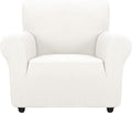 ZNSAYOTX Super Stretch Chair Slipcover Universal Sofa Chair Covers for Living Room Dogs Pet Furniture Protector Spandex Armchair Slipcovers with Anti Slip Foam Sticks (White, Chair)