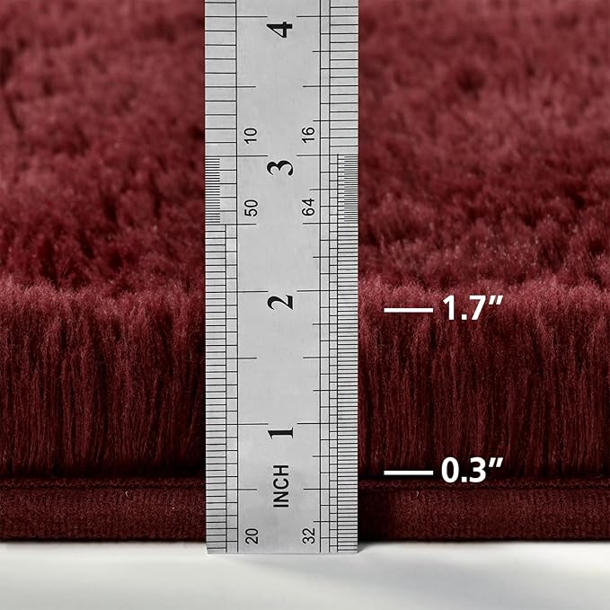 Deerhoo Shag Area Rug, 4 X 6 Plush Fuzzy Rugs for Living Room, Ultra Soft Fluffy Furry Rug for Bedroom, Indoor Carpet Nursery Rugs for Kids Room Home Decor, Burgundy
