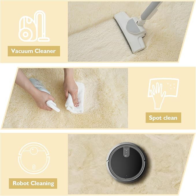 yulidayang Fluffy Round Area Rugs for Bedroom,Ivory 6'X6'Shag Circle Area Rugs for Girls Room,Non Slip Fuzzy Plush Rug for Kids Room Living Room and Dorm Home Rug