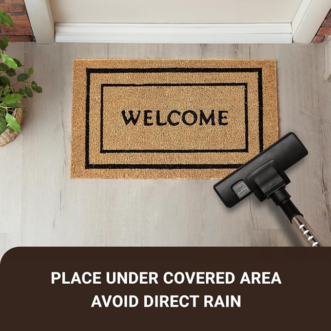 KANKUN Coco Coir Door Mat with Heavy Duty Backing, Welcome Doormat (17" x 30"), Doormat Entrance (Double Box)