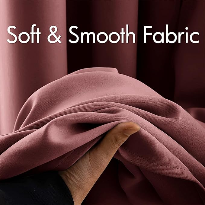 MIULEE Blackout Curtains 96 Inches Long for Bedroom Living Room Thermal Insulated Room Darkening Grommet Top Solid Light Blocking Drapery Set of 2 Window Panels Dusty Rose