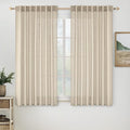 MIULEE Linen Curtains 54 Inch Length 2 Panels for Bedroom Living Room, Soft Thick Linen Textured Back Tab Short Window Drapes Semi Sheer Light Filtering Rod Pocket Modern Farmhouse Decor
