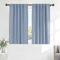 PONY DANCE Short Blackout Curtains Set - Nursery Short Curtain Panels Thermal Insulated Window Treatments Back Tab/Rod Pocket Light Blocking for Bedroom, 42 Wide 45 Long, Pigeon Blue, 2 Panels