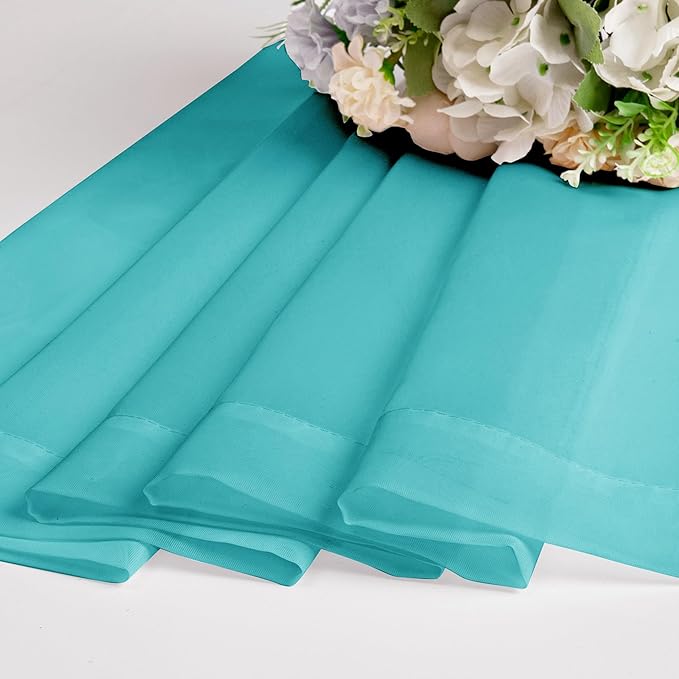 Chyhomenyc Turquoise Sheer Curtains 96 inches Long 2 Panels, Light Filtering Soft Airy Solid Elegant Voile Window Treatment Drapes for Bedroom Living Room Wedding Party Decor, 42 Wx96 L, 8FT L