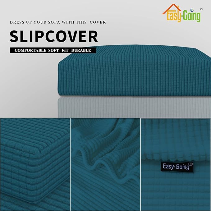 Easy-Going Stretch Cushion Cover Sofa Cushion Furniture Protector Sofa Seat Sofa slipcover Sofa Cover Soft Flexibility with Elastic Bottom(Sofa Cushion, Peacock Blue)
