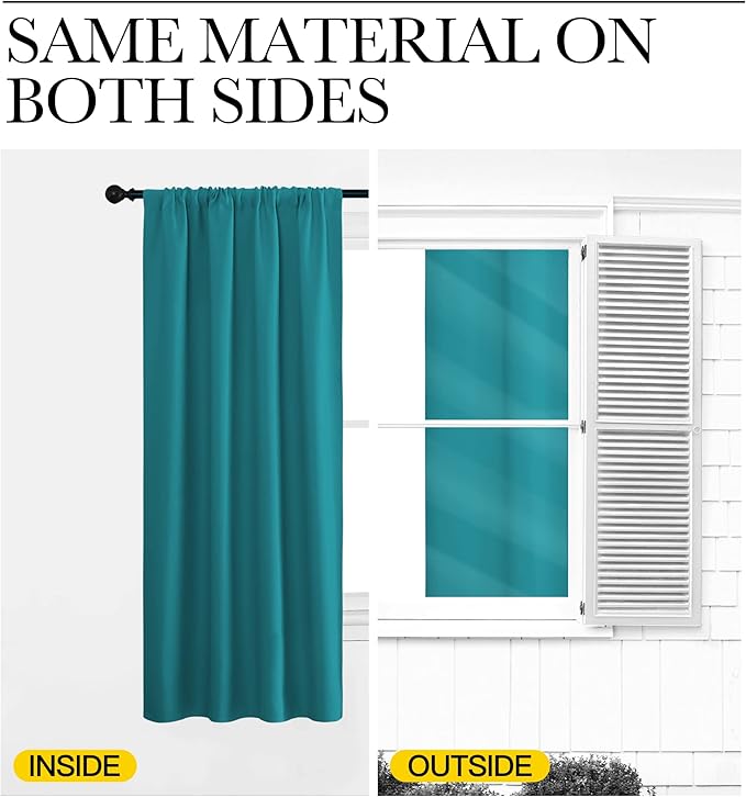 NICETOWN Peacock Blue Blackout Curtains Panels for Window, Thermal Insulated Rod Pocket Blackout Drapes/Draperies for Living Room (2 Panels, W42 x L63 inches)