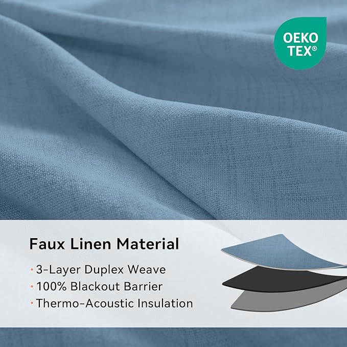 100% Blackout Shield Curtains, Blue, 50''W x 84''L, 2 Panels, Grommet Top, Thermal Insulated, Full Light Blackout, Living Room/Bedroom