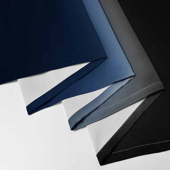 Yakamok Blackout Ombre Dark Blue and Black Curtains for Bedroom, Gradient Room Darkening Curtains, Grommet Thermal Insulated Light Blocking Window Drapes/Curtain for Living Room,52 x 54 Inch,2 Panels