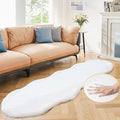 ORINOVA White Faux Bunny Fuzzy Fur Rugs for Bedroom Living Room Shag Washable Furry Area Rug 2x6 Nursery Shaped Rug Teen Room Décor