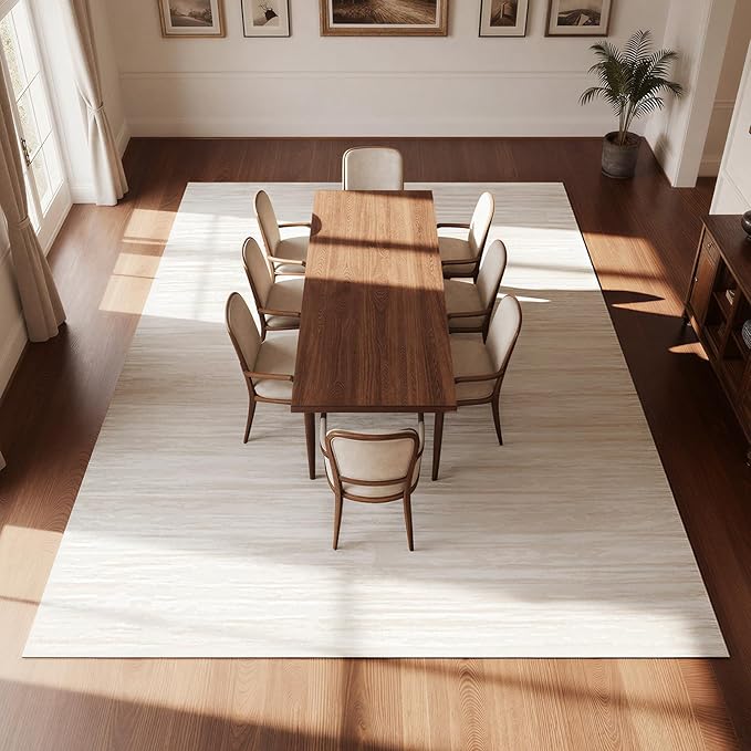 Washable Rugs 8x10 Area Rugs for Living Room- Modern Abstract Rugs for Bedroom, Dining Room,Large Soft Low Pile Carpet with Non Slip Rubber Backing,Neutral Accent Nursery Rug-(Beige Yellow)