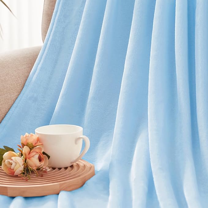 Exclusivo Mezcla Fleece Ice Blue Throw Blanket for Couch, Sofa, Super Soft and Warm Blankets, All Season, Cozy, Plush, Lightweight, 50x60 Inches