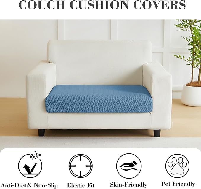 Sofa Covers Couch Covers for Sofa Pet Friendly Couch Cushion Covers Universal Sofa Covers Washable Stretch Slipcovers for Sectional Sofa (Texture Blue,Extra Large Single Seat Cover)