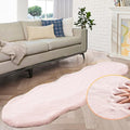 ORINOVA Pink Plush Washable Fluffy Fur Rugs for Living Room Shag Faux Rabbit Fuzzy Fur Area Rugs for Bedroom 2x6 Rug Oblong Nursery Rug
