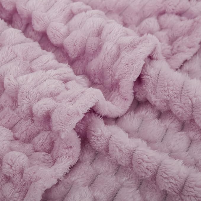 Puncuntex Light Purple Throw Blanket 60"×80" inches Fuzzy 3D Jacquard Decorative Flannel Fleece Super Soft Plush Cozy Blanket for Couch Sofa Chair Lightweight