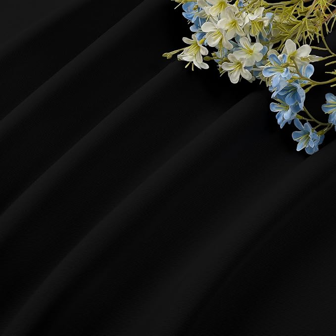 CUCRAF Custom Blackout Curtains for Bedroom Living Room, Rod Pocket Room Darkening Curtain Thermal Insulated Light Blocking Window Drapes 1 Panel (Custom Size, Black)
