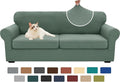 XINEAGE New 3 Pieces Couch Covers for 2 Extra Large Cushion Sofa Super Stretch Sofa Cover for 2 Large Seat Universal Loveseat Slip Cover for Living Room (Pea Green), 71"-91"(2 Cushions)