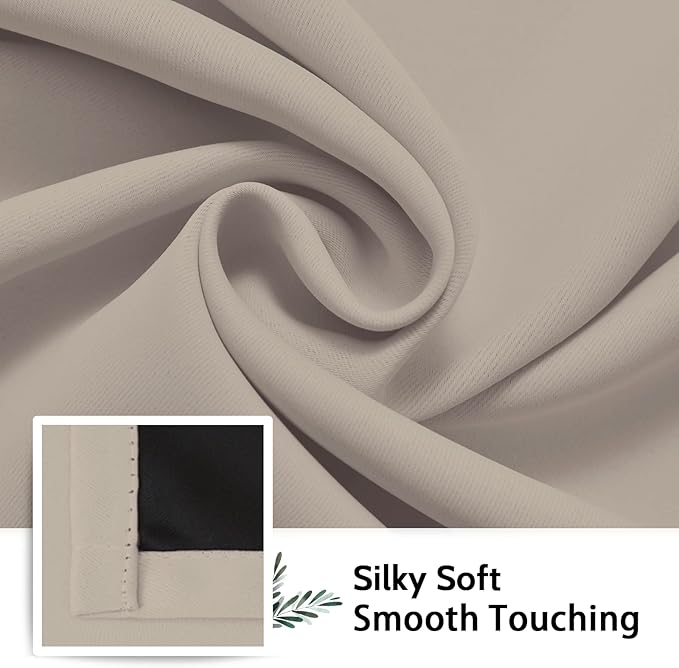 SimpleHome 100% Blackout Curtains for Bedroom,Thermal Insulated Natural Grommet Window Drapes Room Darkening Curtains for Living Room with Black Back,62 x 84 Inch,2 Panels
