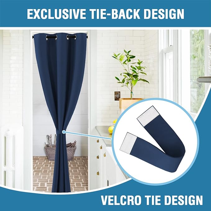 H.VERSAILTEX Doorway Curtain Blackout Closet Door Curtain Room Divider Window Treatment Curtain for Bedroom Thermal Insulated Privacy Drape Soundproof Grommet, 42 x 80 inches, 1 Panel, Navy