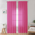 OWENIE Hot Pink Sheer Curtains for Bedroom Living Room 96 Inches Long 2 Panels Set, Soft Solid Light Filtering Clear Sheer Ceiling to Floor for Large Window, 2Pcs, Each 42" W x 96" L, Hot Pink
