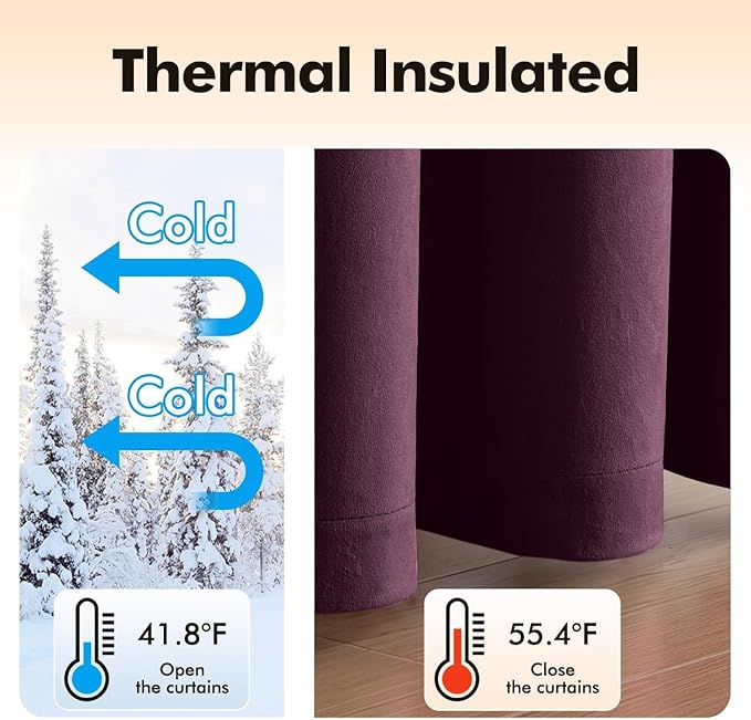 MIULEE Velvet Curtains Purple Orchid Elegant Grommet Thermal Insulated Soundproof Room Darkening Curtains/Drapes for Classical Living Room Bedroom Decor 52 x 84 Inch Set of 2