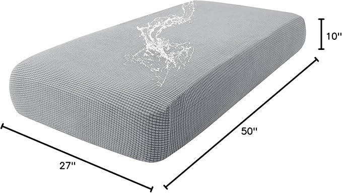 hyha Waterproof Couch Cushion Covers for Pets, Non Slip Sofa Seat Cover for Dogs Washable, Soft Thick Stretch Jacquard Fabric, Sofa Slipcovers with Elastic Bottom (1 Piece for Medium, Light Grey)