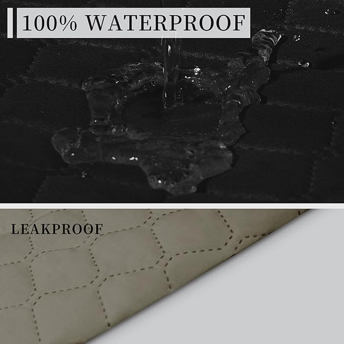 ISSUNTEX Double Protection 100% Waterproof Chair Sofa Cover for Living Room, Reversible Furniture Protector for Dogs, Pets, Kids (Chair, Black/Beige)