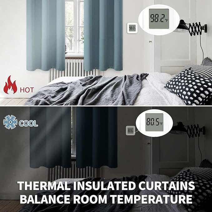 BGment Room Darkening Curtains 84 Inches Long - Grommet Thermal Insulated Drapes Window Treatment Curtains for Bedroom, 2 Panels, 42 x 84 Inch, Stone Blue