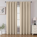 CUCRAF Light Beige Blackout Curtains 63 inch Length 2 Panels Set, Rod Pocket Room Darkening Drapes for Bedroom Living Room, Insulated Thermal Light Blocking Window Curtain (W52 x L63 Inch)