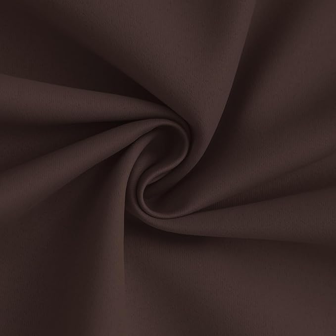 Yakamok 100% Blackout Curtain Panels 63 inches Cold and Light Blocking Drapes for Nursery, 2 Thick Layers Thermal Insulated Draperies (2 Pieces, 50 Wide Each Panel, Brown/White Backing)