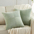Fancy Homi 2 Packs Sage Green Euro Decorative Throw Pillow Covers 26x26 Inch for Bedroom Couch Bed, Farmhouse Boho Home Decor, Soft Corss Corduroy Patchwork Textured Square Cushion Case 66x66 cm