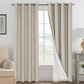 H.VERSAILTEX Linen Curtains 100% Blackout Curtains for Bedroom 102 inch Long Full Light Blocking Nature Linen Blended Window Curtains for Living Room Nickel Grommet (2 Panels, Cobblestone)