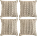 Fancy Homi 4 Packs Taupe Decorative Throw Pillow Covers 20x20 Inch for Living Room Couch Bed Sofa, Modern Farmhouse Boho Home Decor, Soft Plush Corduroy Square Cute Accent Cushion Case 50x50 cm