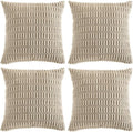 Fancy Homi 4 Packs Taupe Decorative Throw Pillow Covers 18x18 Inch for Living Room Couch Bed, Rustic Modern Farmhouse Boho Home Decor, Soft Plush Corduroy Cute Accent Square Cushion Case 45x45 cm