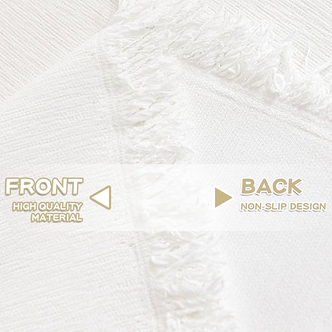 MYSKY HOME Couch Covers for Pets Thick Chenille White Cream Sofa Slipcover with Tassel Non Slip Soft Couch Sofa Cover, Washable Furniture Protector Sofa Slipcover with Tassel for Kids, Dogs, 91"x118"