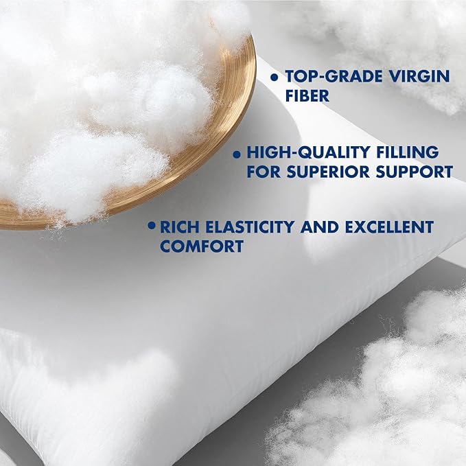 MIULEE 22x22 Pillow Inserts,Set of 4 100% Virgin Microfiber with Cotton Cover Throw Pillows for Couch Sofa and Bed
