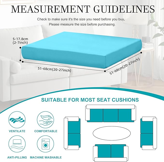 14Pcs Stretch Patio Cushion Covers,Outdoor Couch Covers Replacement,Outdoor Couch & Sofa Slipcovers,for Patio Furniture Cushion Covers,Washable Reusable Furniture Protector (Sky Blue, Cover Only)