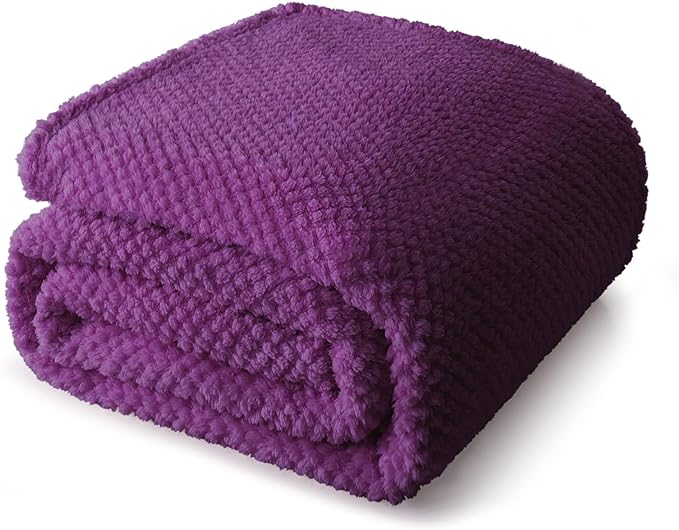 Whale Flotilla Extra Large Fuzzy Fleece Throw Blanket for Couch, 50x70 Inch Fluffy Warm Soft Jacquard Blankets for All Season, Lightweight and Cozy, Purple
