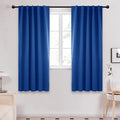 Deconovo Rod Pocket and Back Tab Blackout Curtains for Bedroom Solid Room Darkening Curtains 42Wx63L Inch Royal Blue 2 Panels