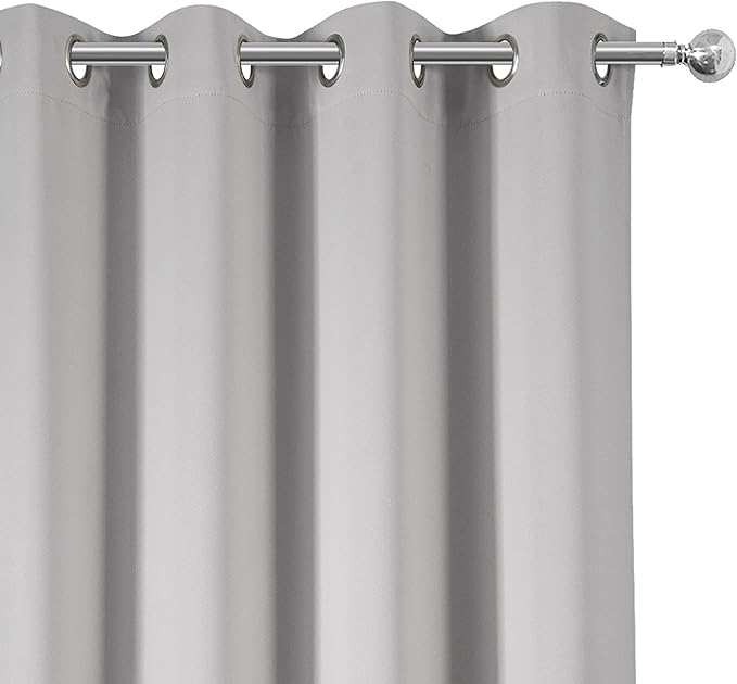 LEMOMO Blackout Curtains 66 x 84 inch/Light Grey Curtains Set of 2 Panels/Thermal Insulated Room Darkening Bedroom Curtains